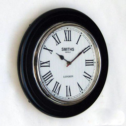 16" Black Wooden Clock