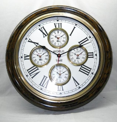 Wood & Metal World Timer Clock