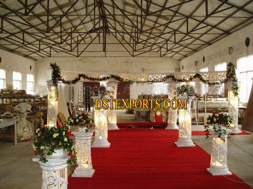 Wedding Crystal Fiber Pillars - Customizable Height, Glossy White Finish | Elegant Design, Durable, Lightweight, Easy Setup