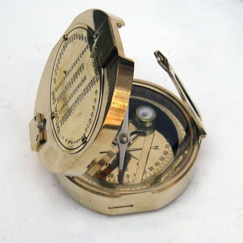 Solid Brass Brunton Compass With Box