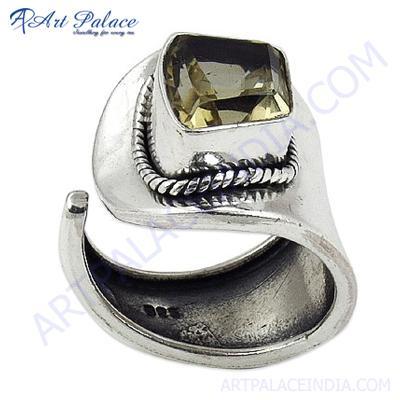 Hot Luxury Citrine Gemstone Silver Ring