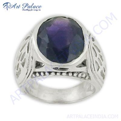 Party Wear Designer Amethyst Gemstone Silver Ring