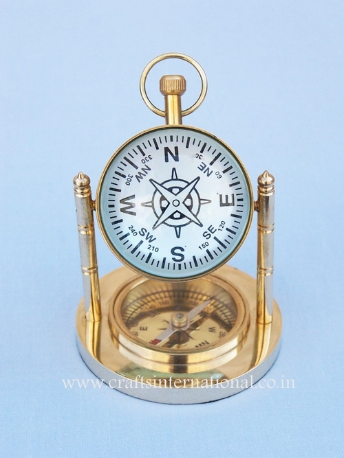 Brass Nautical Clock With Compass
