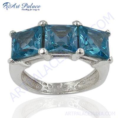 New Arrival Silver Blue Topaz  Gemstone Ring