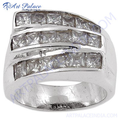 Exclusive Cubic Zirconia Silver Gemstone Ring