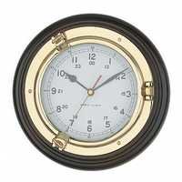 Brass Plated Porthole Marine Clock - Brass, 8 Inch, Gold | Quartz Movement, Mineral Glass, Nautical Design