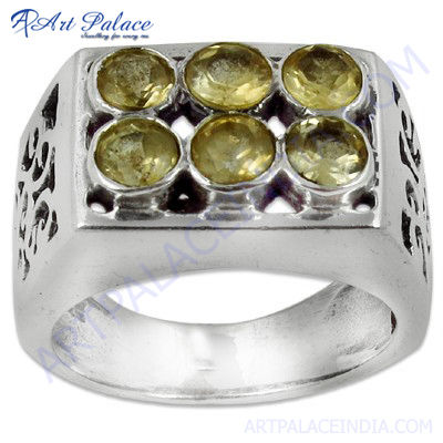 Bold & Beautiful Citrine Silver Gemstone Ring