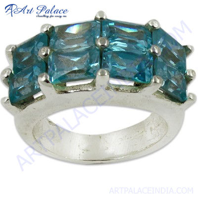 Preety Blue Topaz Silver Gemstone Ring