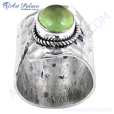 New Natural Prenite Gemstone Silver Ring With Lovely Style