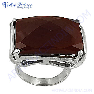 Newest Style Fashion Red Onyx Silver Gemstone Ring