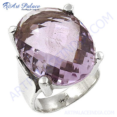 Fantastic Fashionable Amethyst Gemstone Silver Ring 