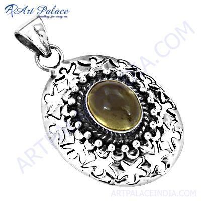 Festive Jewelry, Designer Citrine Gemstone Silver Pendant