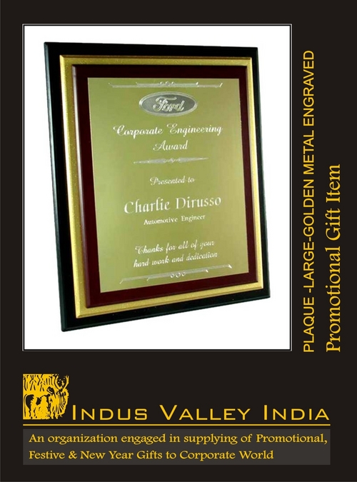 Plaque Large Golden Metal Engraved