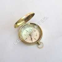 Nautical Brass Pocket Flat Compass With Lid
