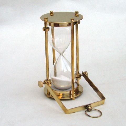 NAUTICAL BRASS GLASS SAND TIMER HOURGLASS 5.5"