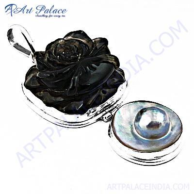 New Coming Pearl & Smokey Quartz Gemstone Silver Pendant