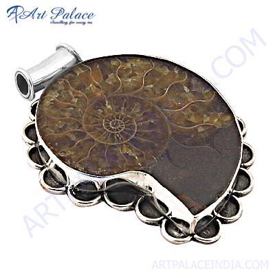 Famous Designer Ammonite Gemstone Silver Pendanr