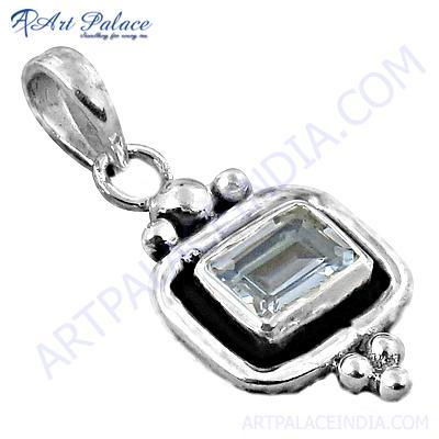 Charming Cubic Zirconia Gemstone Silver Pendant