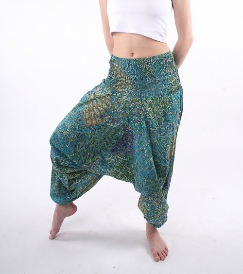 Cotton Printed Trouser - Cotton, S-XL, Teal | Comfortable Wear, Stylish Afghani Design, Breathable Lightweight Fabric, Elasticated Waist