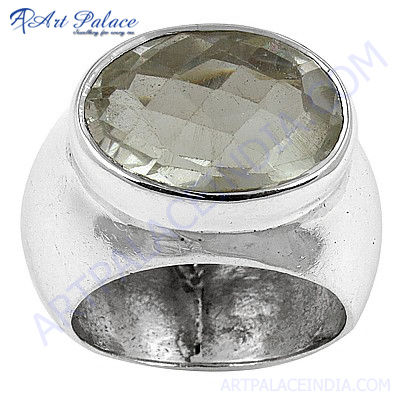 Elegant Crystal Sterling Silver Gemstone Ring