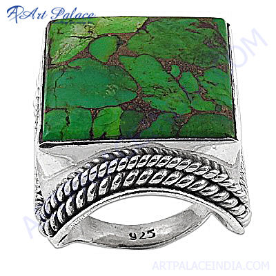HOT Luxury Fashion Terquoise Gemstone Silver Ring