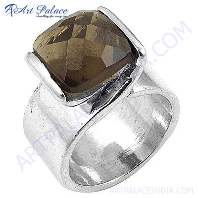 Sterling Silver Cool Ring Gemstone Smokey Quartz