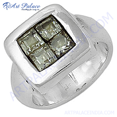 Stering Silver Gemstone Ring With Cubic Zirconia