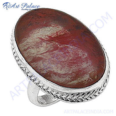 Royal Fashion Cherry Quartz  Silver Gemstone Ring
