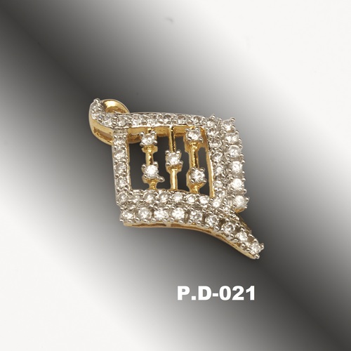 DIAMOND PANDENT - Brass Metal 15x10 mm, Gold | Elegant Design, Cubic Zirconia Pave Set, Polished Finish