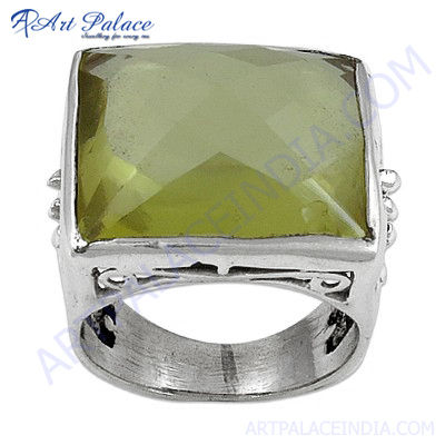 Excellent New Fashion  Lemon Quartz Gemstone Silver Ring