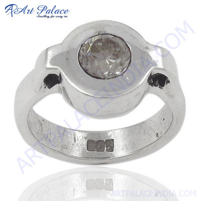 Classy Cubic Zirconia Gemstone Silver Ring