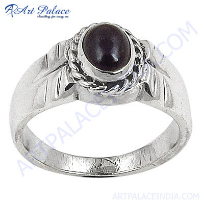 Latest Luxury Black Onyx  Silver Gemstone Ring