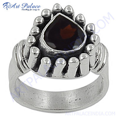 HOT Luxury Fashion Garnet Gemstone Silver Ring
