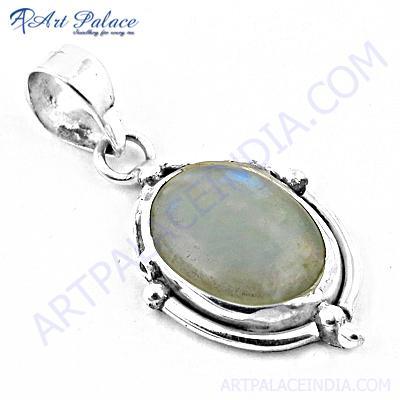 Ingenious Big Rainbow Moonstone  Gemstone Silver Pendant