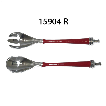 Red Enameled Salad Servers