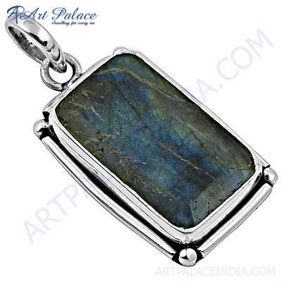 Hot World ! Large Labradorite Gemstone Silver Pendant