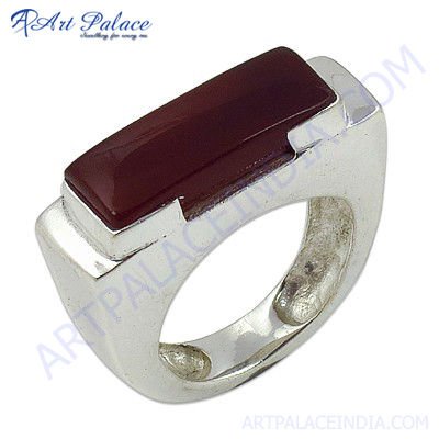 Bold & Beautiful Red Onyx Gemstone Silver Ring