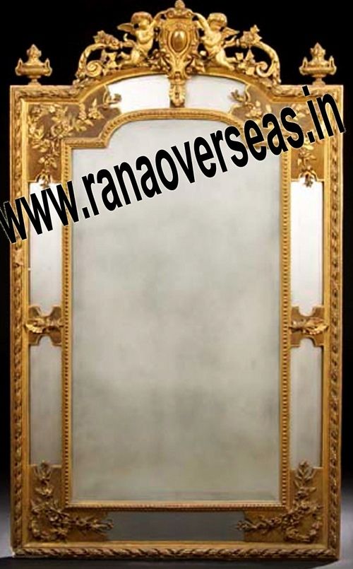 Polished Wooden Mirror Frame In Carving