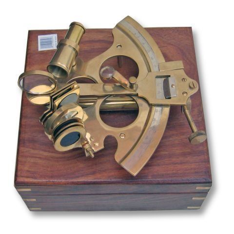 NAUTICAL SEXTANT WITH WOODEN CASE 9"