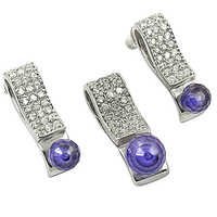 New Antique Amethyst Gemstone Silver Earings & Pendant Set