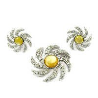 Cubic Zirconia & Motherofpearl Earings & Pendant  Set
