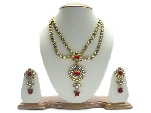 kundan style fashion necklace set, artificial diamond necklaces, cheap fashion jewelry necklace