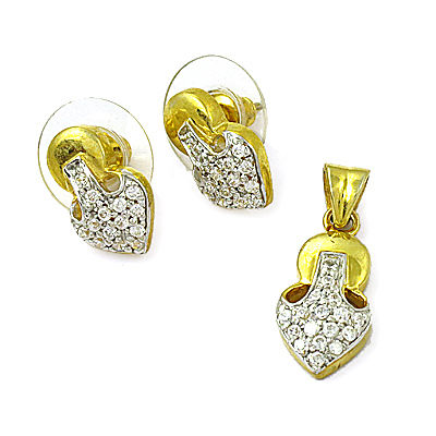 Cool Cubic Zirconia Silver Gemstone Earings & Pendant Set