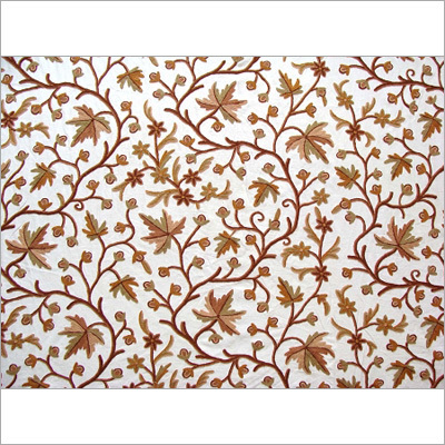 Kashmir Crewel Hand Embroidered Wool On Cotton Duck