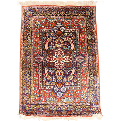 Kashmiri Hand Knotted Silk On Cotton Carpet