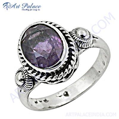 Sterling Silver Gemstone Ring With Amethyst