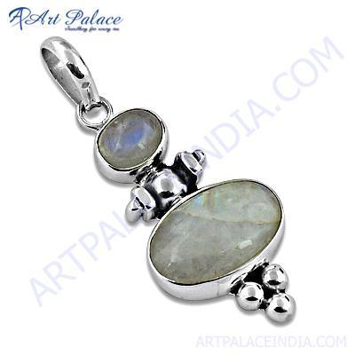 Lastest Luxury Rainbow Moonstone Gemstone Silver pendant