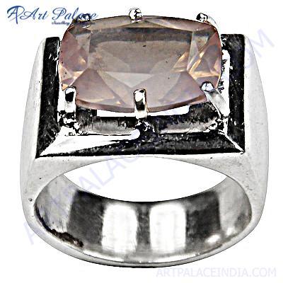 Exclusive Rose Quartz Gemstone Silver Ring