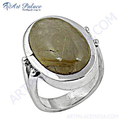 Excellent Golden Rutil Sterling Silver Gemstone Ring