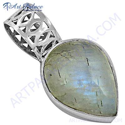 Pure Style Rainbow Moonstone Silver Pendant